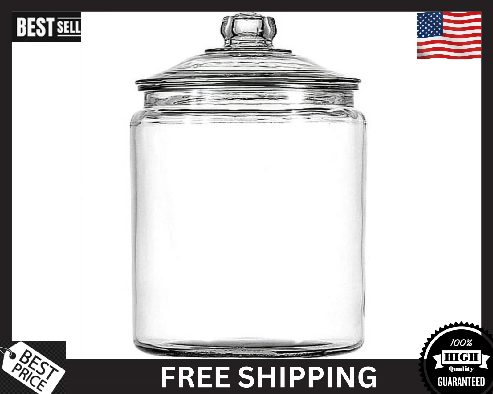 Anchor Hocking Heritage Hill Glass Jar with Lid, 2 Gallon