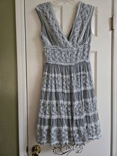 Women's Max Studio Grey Lace Flowy Lined Dress Size Medium