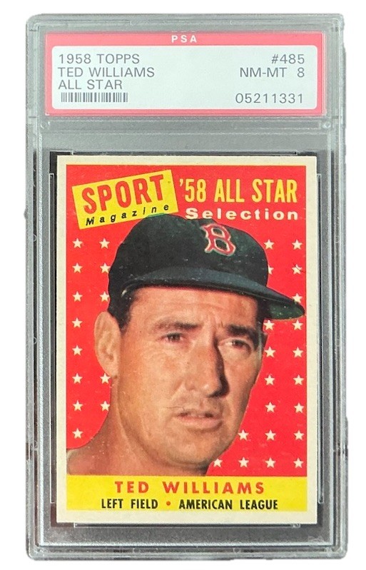 1958 Topps PSA 8 NM-MT Ted Williams All Star #485 HOF Boston Red Sox