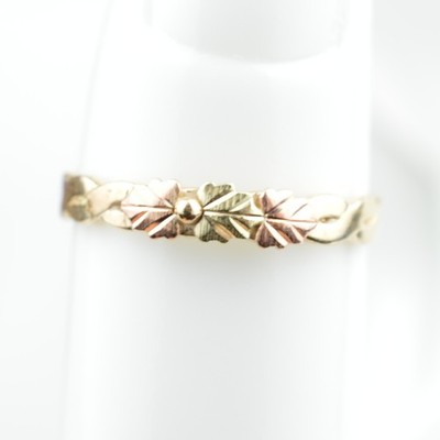 Vintage 10K Black Hills Gold Coleman C. CO. Slim Band Leaf Ring 1.2g Size 6.75