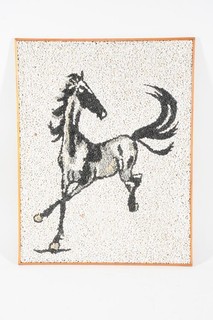 C72D15 Mosaic Stone Picture Horse 60s/70s