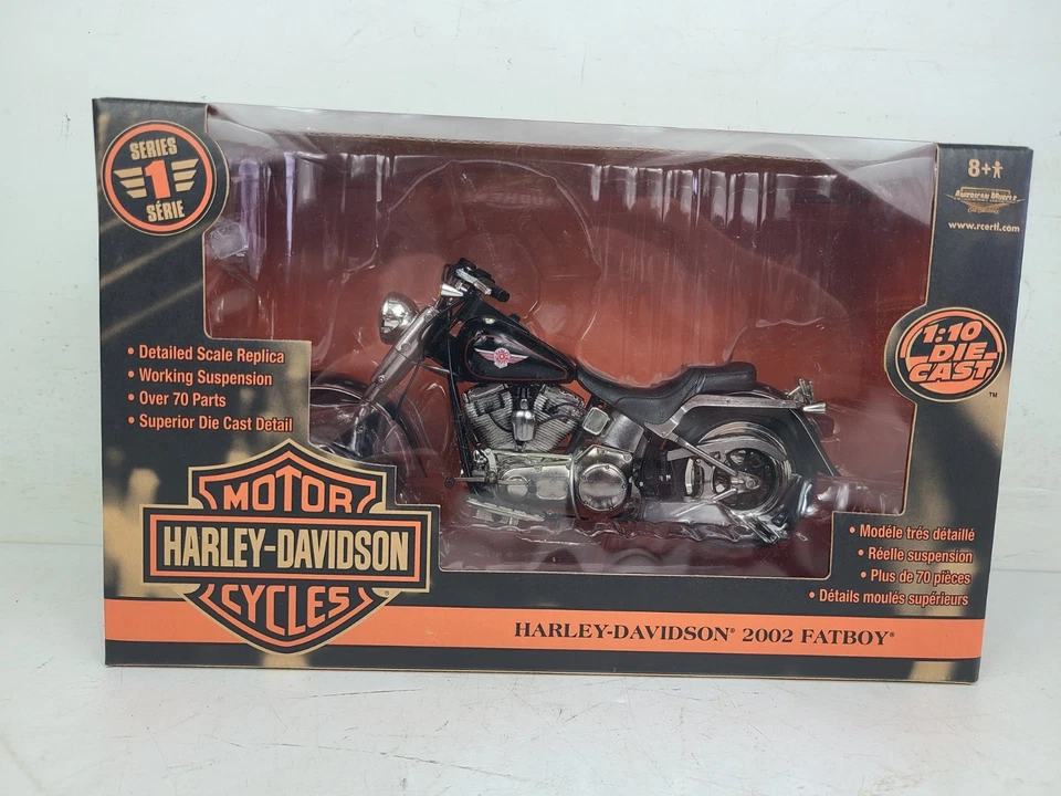 (NEW) 2002 Harley Davidson Fatboy 1:10 Ertl American Muscle 33167 Motorcycle - Image 2 of 4