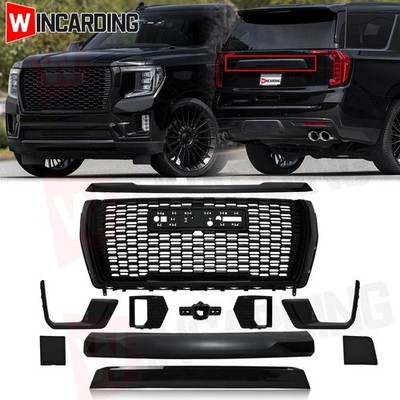 For 2021-2024 GMC Yukon/XL Denali Front Grille Hood Trim Molding Gloss Black Set