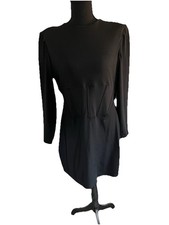 Express Black Body Contour Bodycon Dress Crew Neck Long Sleeve Pullover Size L