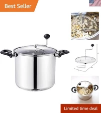 Manual Stovetop Popcorn Popper, Stainless Steel Popcorn Maker with Stirring R...