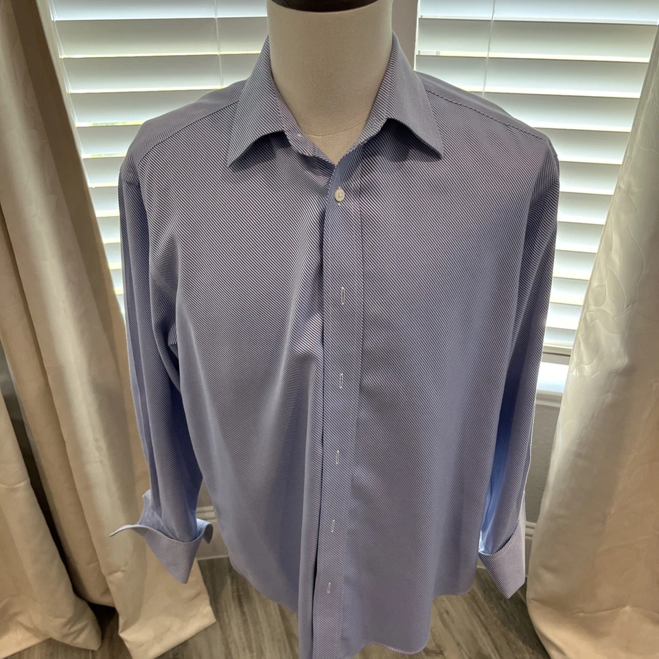 HERMOSA CAMISA DE VESTIR AZUL JOSEPH LYMAN PARA HOMBRE 16/32-33 ¡COMO NUEVA! Foto 3 de 4