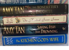 Lot 5 HC Amy Tan Novels Joy Luck Club Kitchen God Fish Drowning + + 3 R 1st/1st