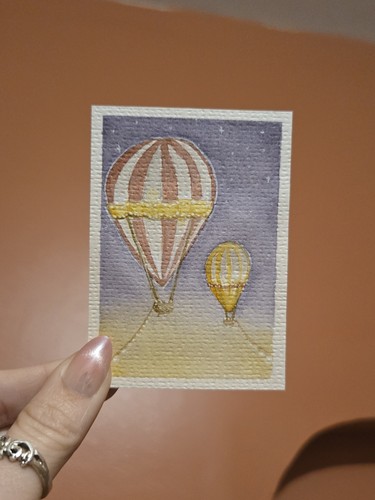ACEO Original Watercolor Circus Balloons OOAK - littlemichigal