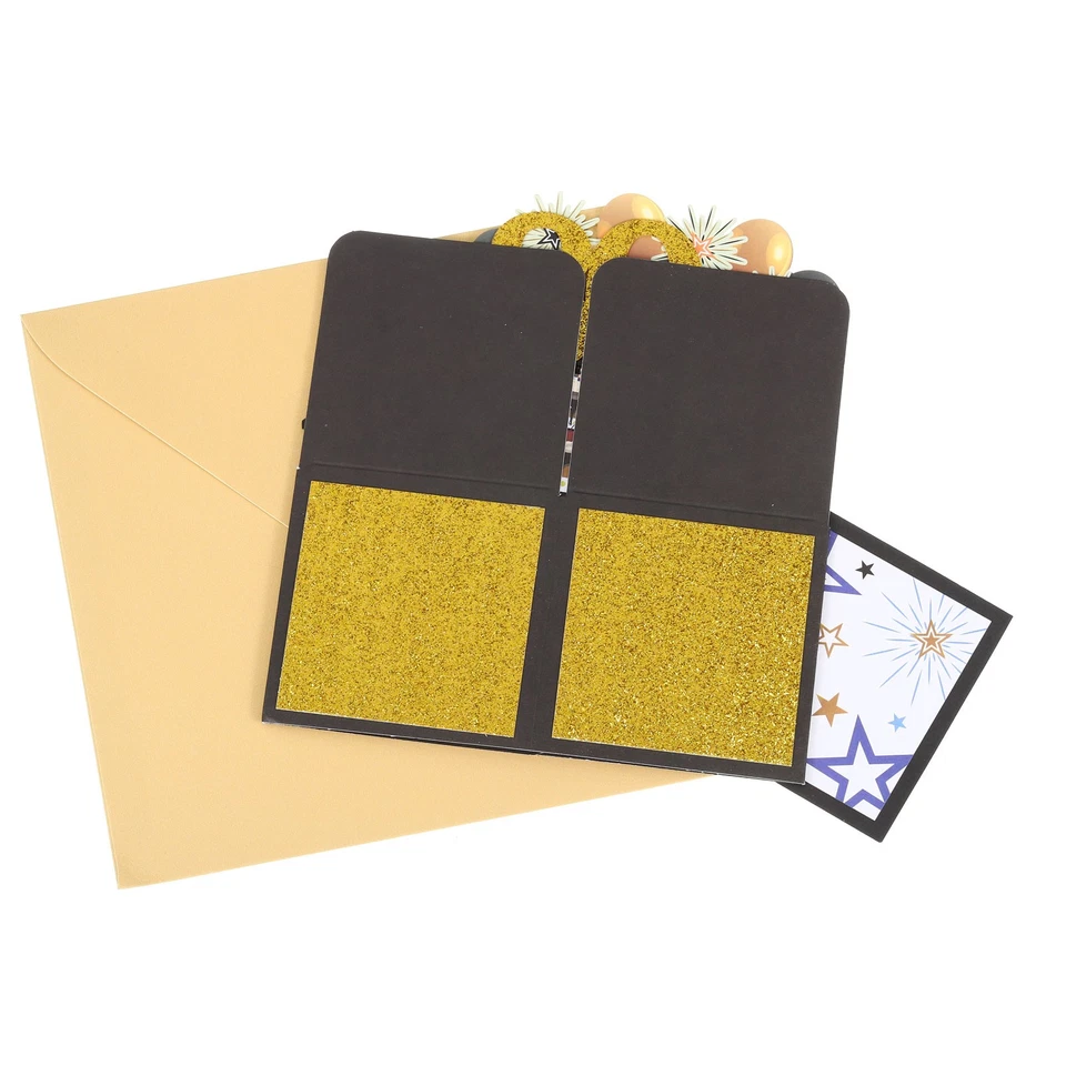 Tarjeta de Cumpleaños 80, Tarjeta de Cumpleaños Pop-Out Tarjeta de Regalo Feliz Cumpleaños, Negro Dorado Foto 4 de 4