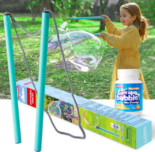 Giant Bubble Wand Kit 3pc with Mix Powder Makes 3.5Gal Outdoor Kids Toy Summer X