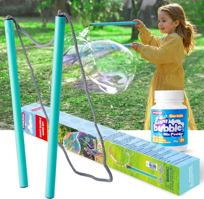 Giant Bubble Wand Kit 3pc with Mix Powder Makes 3.5Gal Outdoor Kids Toy Summer X