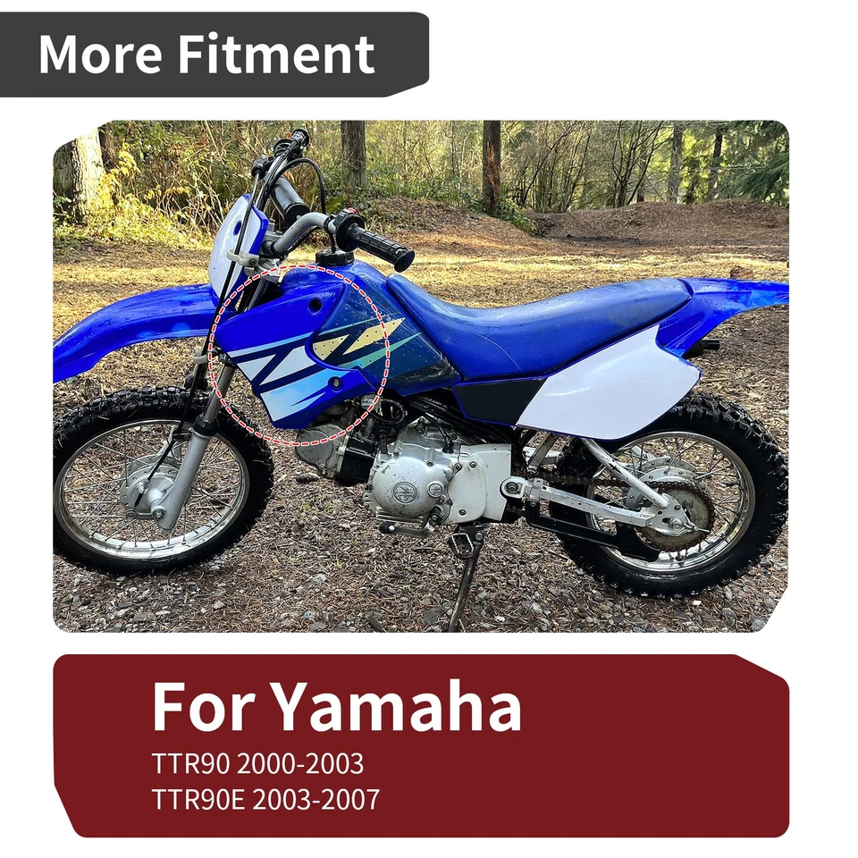 Cubierta de tanque cuchara de aire izquierda y derecha 2000-2007 para Yamaha TTR 90 TT-R90 TTR-90E Foto 3 de 4