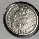 1875 ERROR Seated Liberty Silver Dime Very Fine Full Liberty Great Details