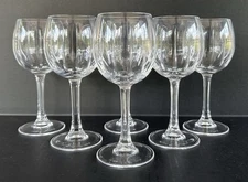 Royal Crystal Rock Line Wine Glasses 6 5/8" Set of 6