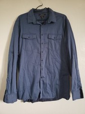 Marc Anthony Slim Fit Button Up Long Sleeve Dress Shirt- XL - Navy Geo Print