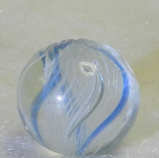 19391m Vintage German Handmade Peewee Latticino Swirl Marble .49 In Near Mint