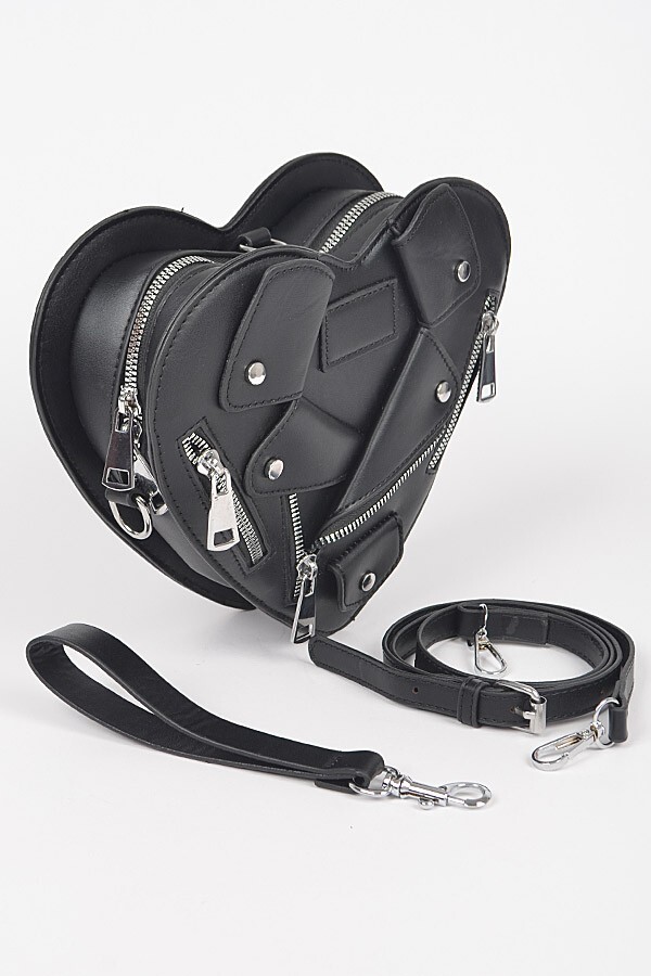 バッグ original leather heart bag BNWT Brand New Heart Shape Biker Jacket Crossbody Clutch Bag