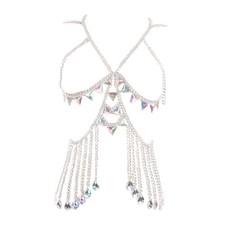 1X Femme Strass Chaîne Gland Corps Harnais Soutien-Gorge Haut Poitrine Ceinture