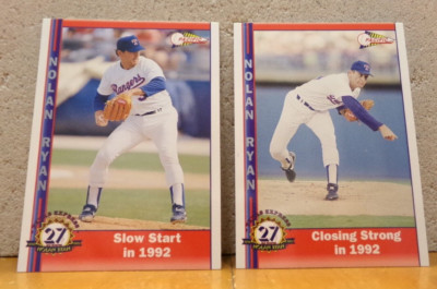 VERY COOL VINTAGE NOLAN RYAN BASEBALL CARDS BUY 1 GET 1 SLOW START CLOSE STRONG