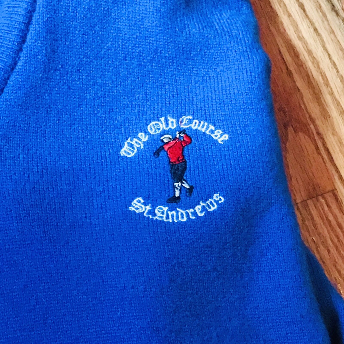 CLAN ROYAL MADE IN SCOTLAND BLUE KNIT ST. ANDREWS GOLF SWEATER
