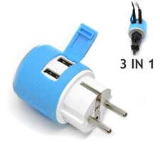 OREI Germany, France, Schuko Travel Plug Adapter - Dual USB - Surge Protection