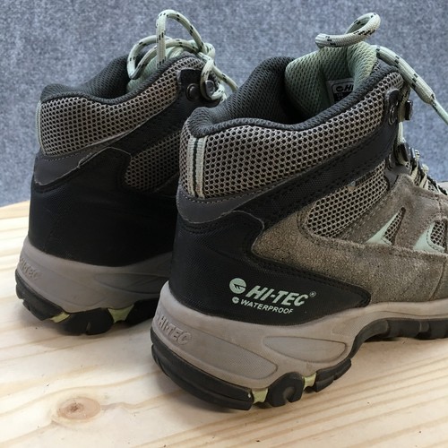 Hi Tec Shoes Womens 6.5 High Top Hiking Sneakers Gray Leather Lace Up Waterproof - Picture 10 of 17