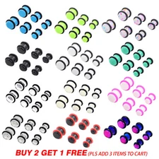 12-18pcs Acrylic Tapers Plugs O-Rings Ear Gauges Stretching Kit Punk 14G-20MM