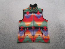 Chaps Fleece Vest Full Zip Aztec Colorful Navajo Polyester Women's Read
