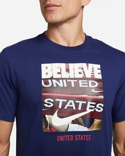 Nike USMNT USA Men's National Team BELIEVE Soccer T-Shirt Navy NEW M