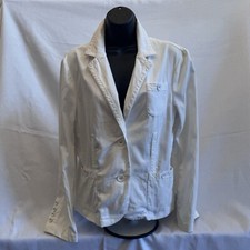 VTG George Designs Blazer Jacket Cream Off White Cotton Womens Size 16