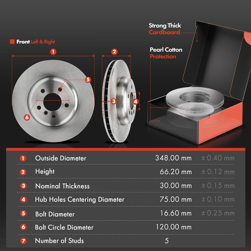 6 piezas rotores de disco delanteros y pastillas de freno de cerámica para BMW F10 535d 535d xDrive 640i F12 Foto 2 de 4