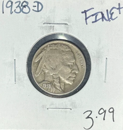 1938-D BUFFALO NICKEL ~ FINE+ ~NICE COIN~