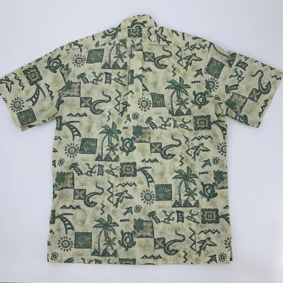 复古 Malihini 夏威夷衬衫 L 码内出短袖 Island Tribal  — 第 3/4 张图片