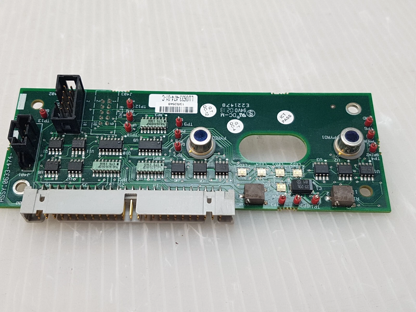 UltraPulse Encore pyro board rev C from the connector side with LU0633-474-01-C label