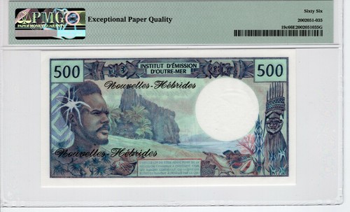 New Hebrides PMG Certified Banknote 1979 500 Francs UNC 66 EPQ Gem Pick 19c - Picture 2 of 2