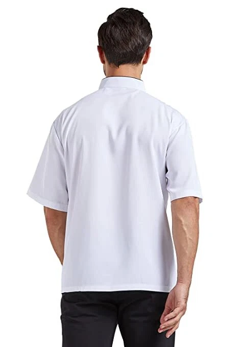 Short Sleeve Chef Coat Black Button Light Weight Double Breasted Chef Jacket - Image 2 of 4