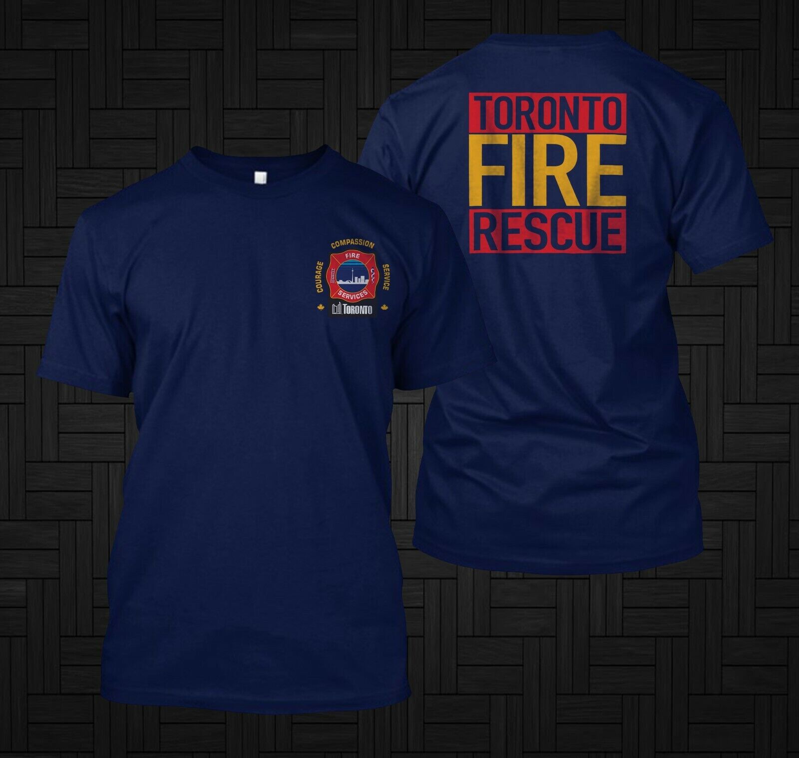 Toronto Canada Firefighter Fire Department Rescue - Custom Men's T-Shirt Tee