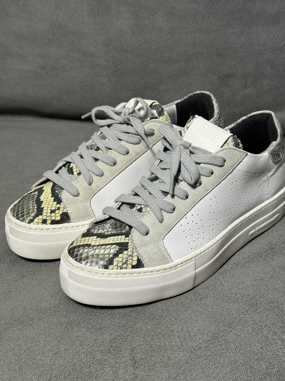 P448 White & Python Leather Sneaker Size 37 Excel… - image 13
