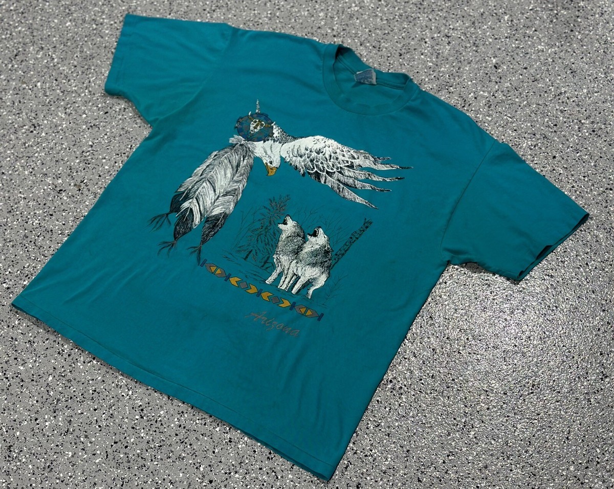Vintage 90s Arizona Desert Aztec Animal Print T-Shirt sz XL Men 