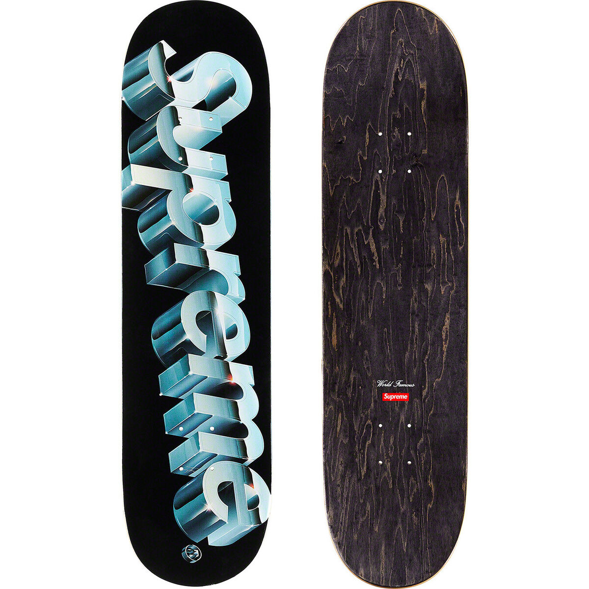 Supreme Chrome Logo Skateboard Deck Black S/S 20 | eBay