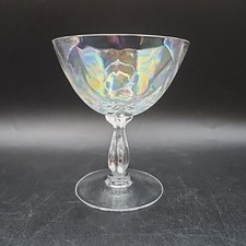 Fostoria Shell Pearl Champagne Sherbet Glass Iridescnt Loop Optc 4.5" stem 6055
