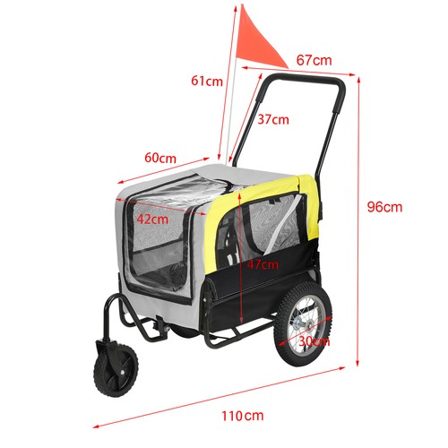 Fahrradanhänger 2 in 1 Anhänger Jogger Hundeanhänger Hunde Transport Gelb - Bild 2 von 5