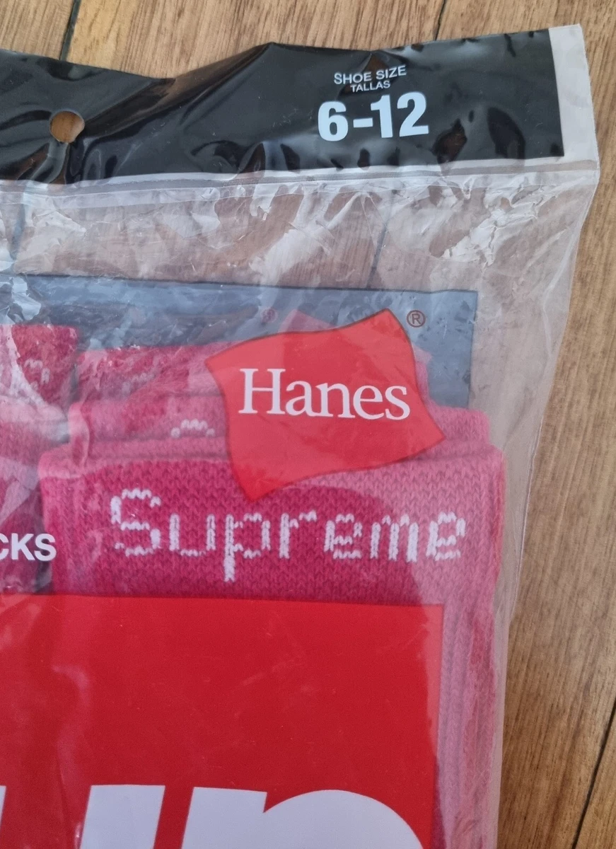 Supreme Hanes Red Crew Socks Four Pack Brand New Unopened DS Authentic 6 - 12 US