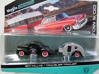 1941 Willys + Traveler Trailer, Maisto Tow & Go 1:64