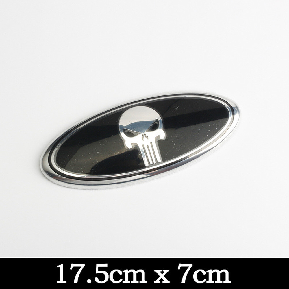Skull Silver) 7 Inch Ford F150 Front Grill Tailgate Emblem on