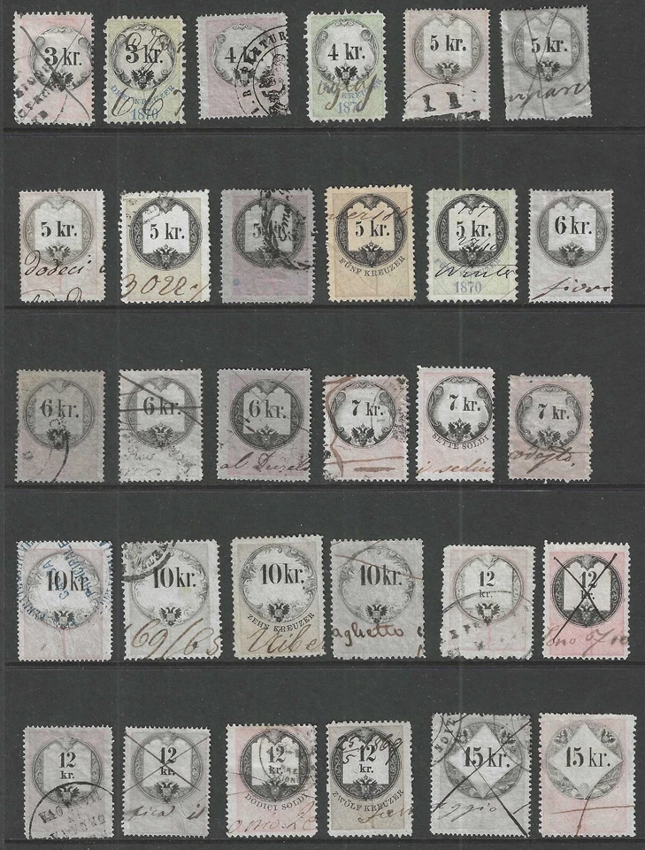Italy and Hungary, Lot of 170 Nineteenth Century Revenue Stamps - Image 4 of 4