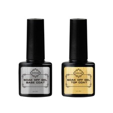 2PCS Top Coat Base Coat Primer Gel UV LED Nail Polish Soak Off Manicure 8ml