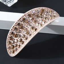 Shiny Oval Champagne Rhinestone Crystal Hair Clip Barrette Ponytail Holder B6469