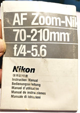 NIKON AF Zoom 70-210mm f4-5.6 Instruction Manual Fold Out Pamphlet