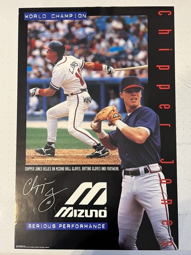 CHIPPER JONES AUTOGRAPHED 1996 “SERIOUS PERFORMANCE” MIZUNO POSTER 23” x 35”